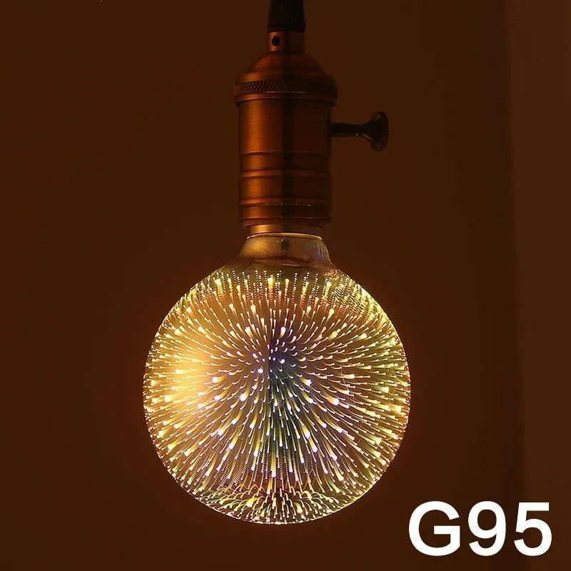 LED 3D firework decoration bulb projecting light patterns with E27 socket