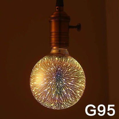 LED 3D firework decoration bulb projecting light patterns with E27 socket