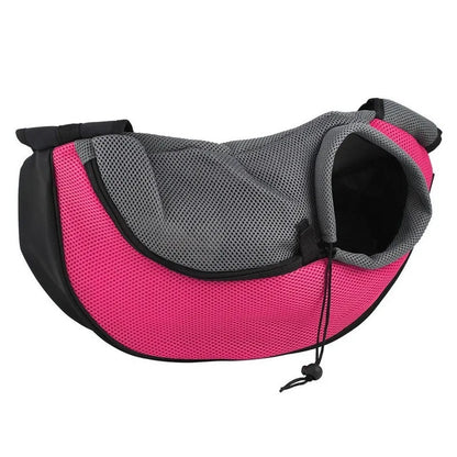 Blue pet backpack with mesh ventilation panels and adjustable padded shoulder straps for cat or small dog transport