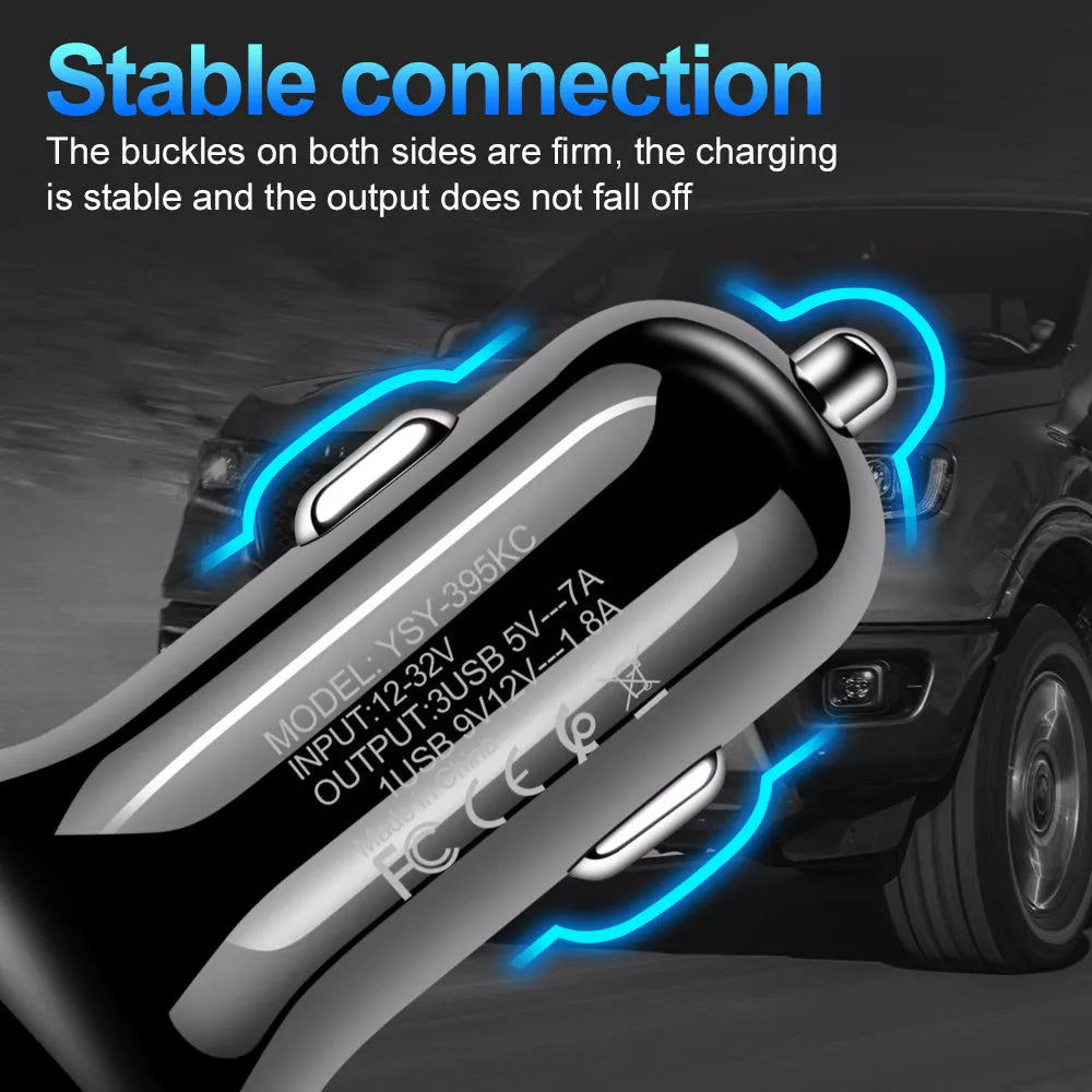 QC3.0 USB car fast charger in black and white with smart IC protection
