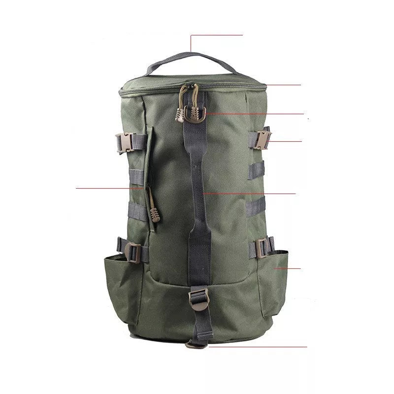 Multi-functional storage rod bag in army green for river fishing gear organization