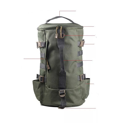 Multi-functional storage rod bag in army green for river fishing gear organization