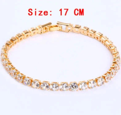 Cubic Zirconia Tennis Bracelet with AAA+ crystals on a copper box chain