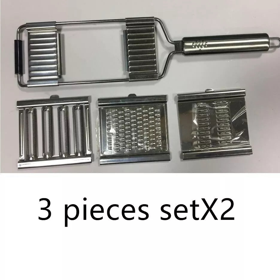 Stainless steel grater and slicer set with non-slip handle for efficient kitchen prep