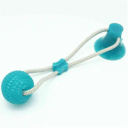 Multi-function dog chew toy with colorful rubber and cotton fiber rope for dental care and playtime