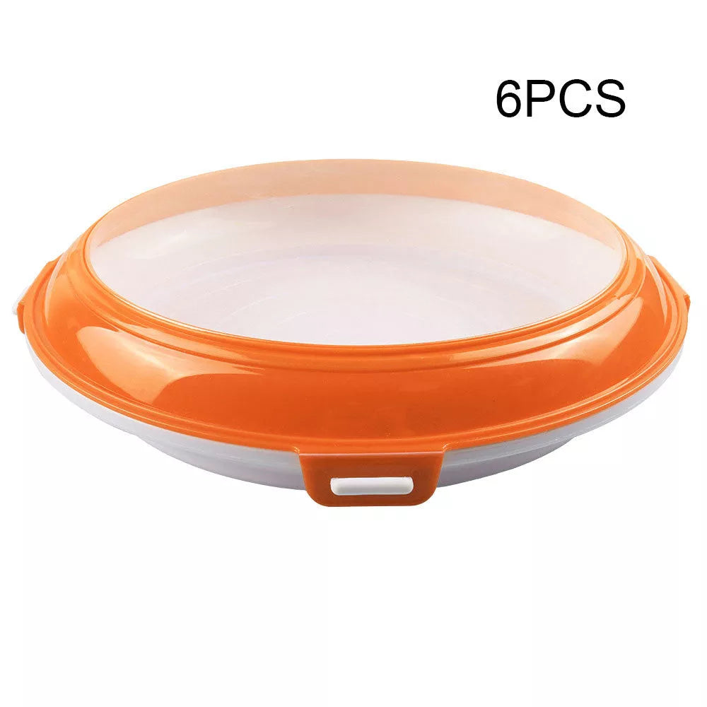 Refrigerator Fresh-keeping Tray in red, green, and orange colors with space-saving design