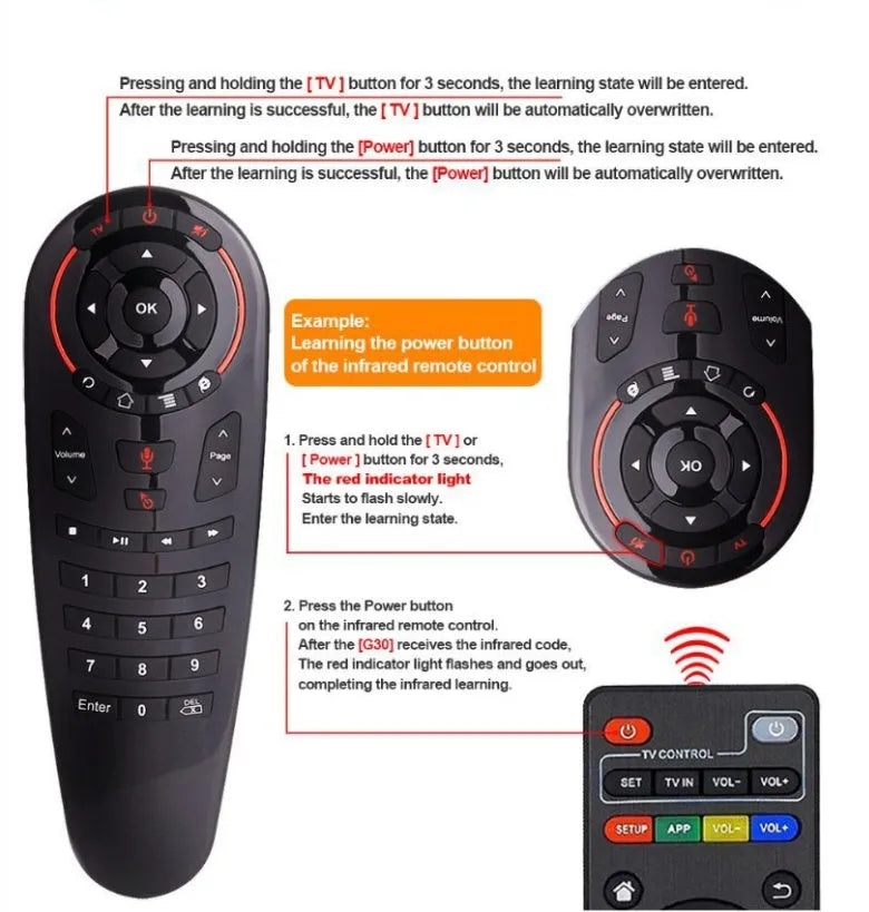 G30 wireless keyboard remote control with nano receiver for computer and TV control