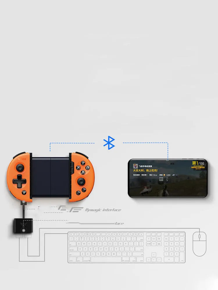Feizhi Wee 2T USB wired mobile game controller in Midnight Blue colour on a table.