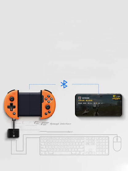 Feizhi Wee 2T USB wired mobile game controller in Midnight Blue colour on a table.