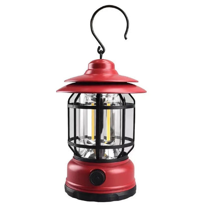 Dark green portable camping lantern with compact 16.6cm height and multiple power options