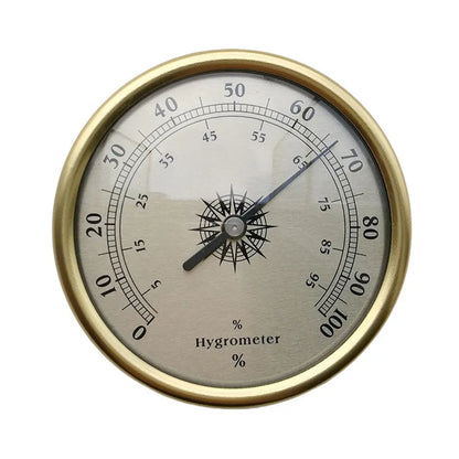 Analogue thermometer and hygrometer with 72mm aluminium dial and outer ring for humidity monitoring