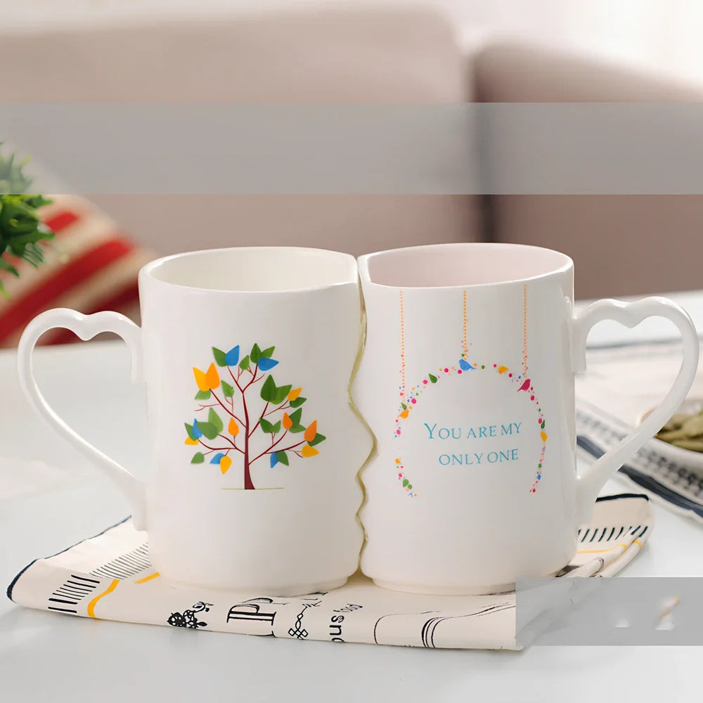 Pair of ceramic cups with 360ml capacity, high-temperature jade porcelain construction, four colour options