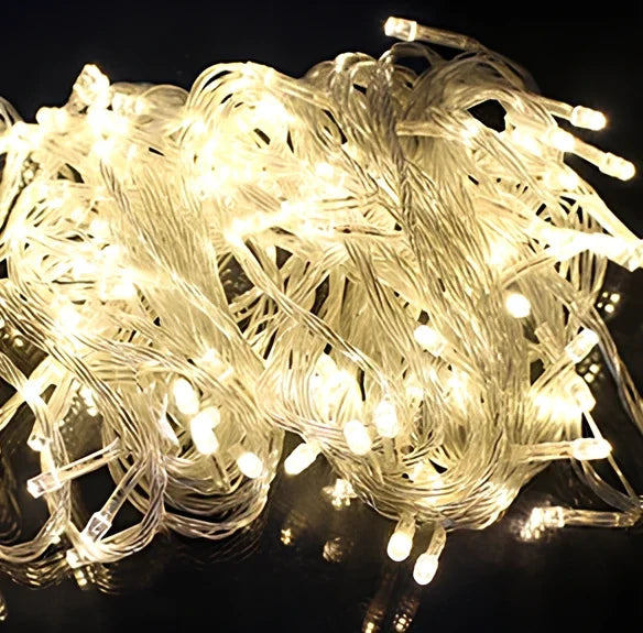 LED fairy string lights with multicolour bulbs on flexible copper wire for holiday decoration