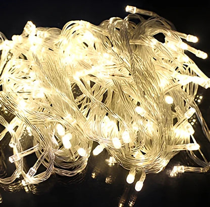 LED fairy string lights with multicolour bulbs on flexible copper wire for holiday decoration