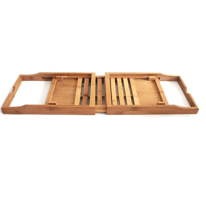 Natural bamboo bathtub frame with desktop installation for bathroom storage, measuring 45cm long