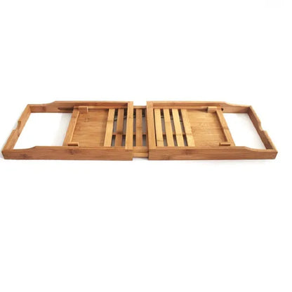 Bamboo bathtub frame storage unit with single-tier design for bathroom organisation