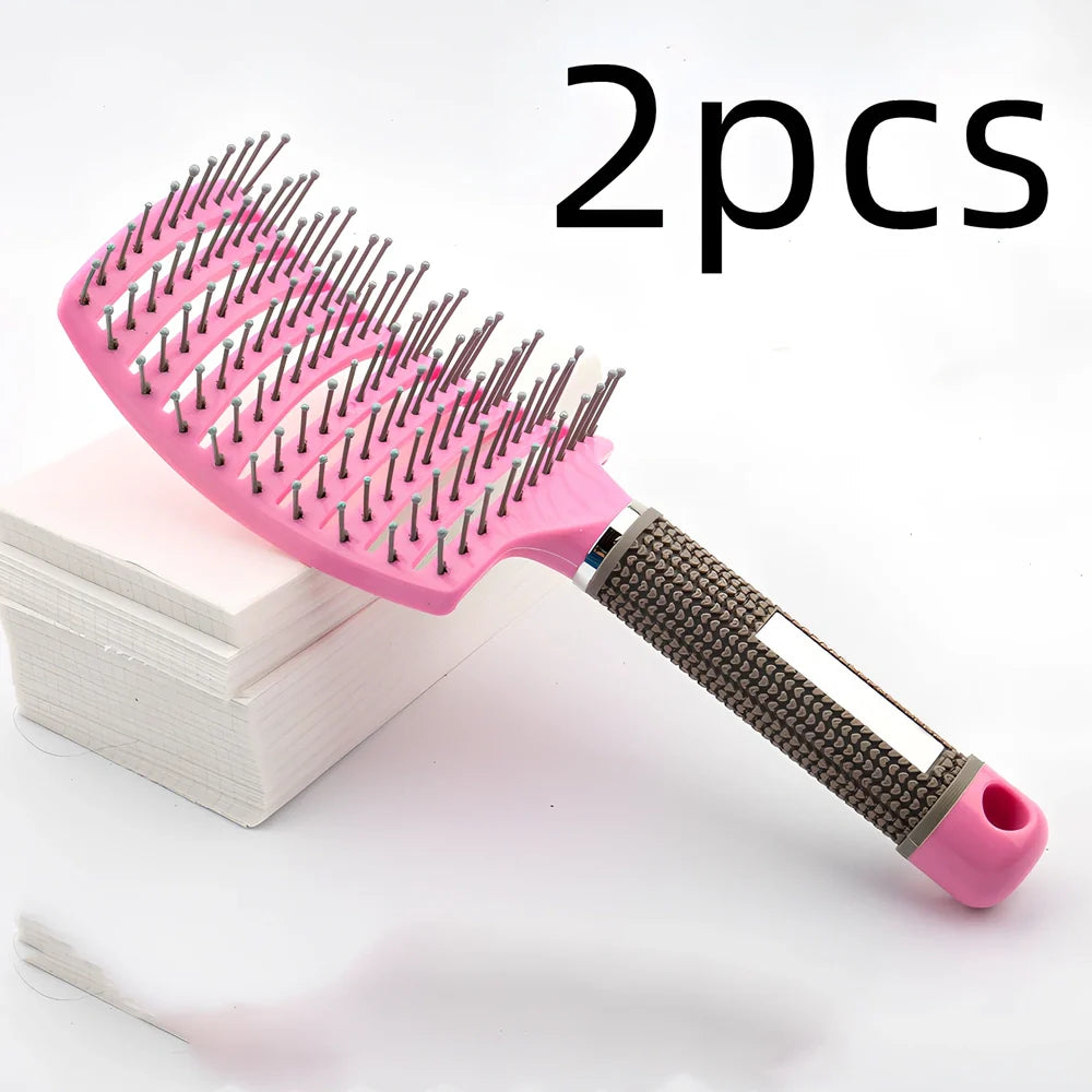 Large curved hairbrush with boar bristles showing 15cm width and natural bristle distribution