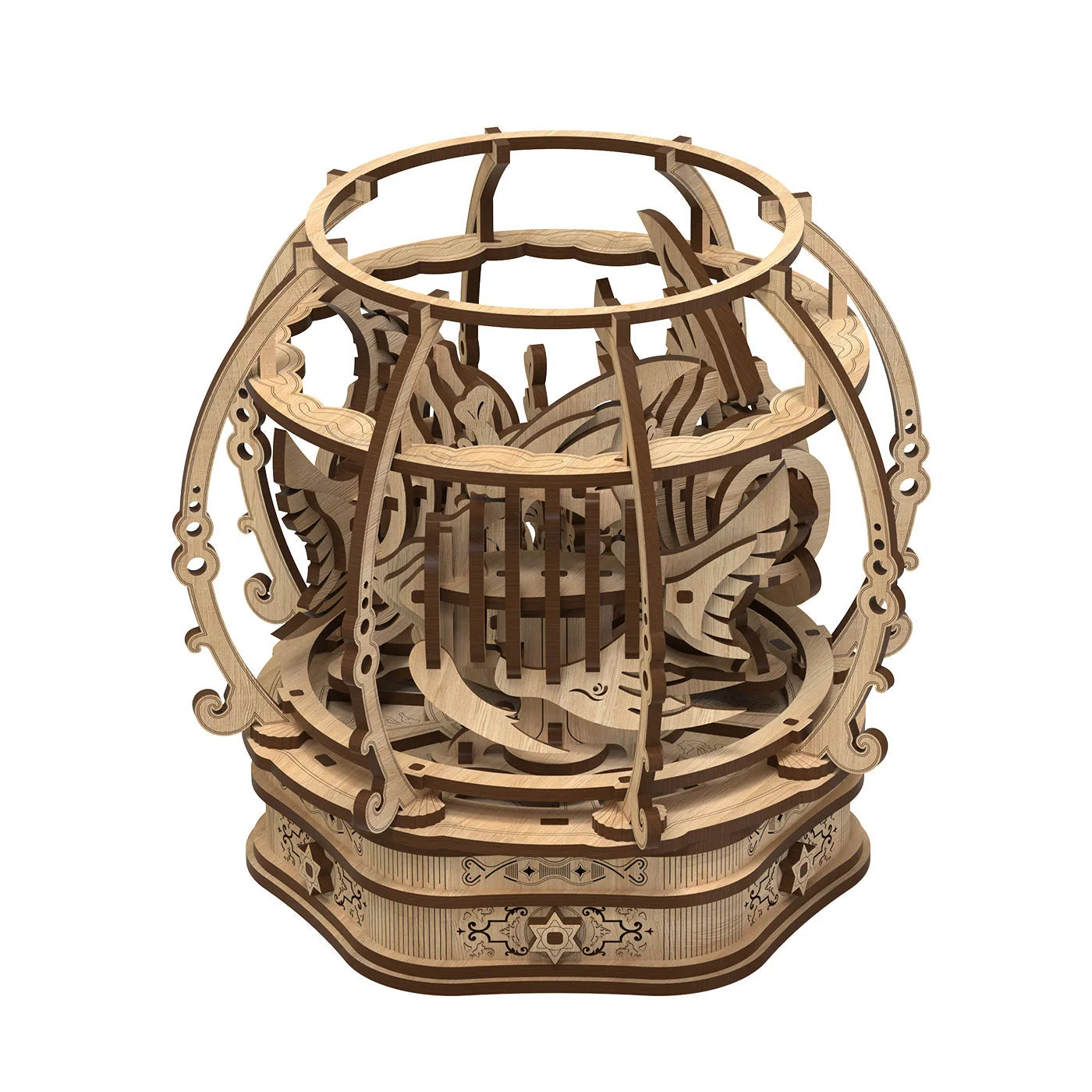 Premium Oak Oasis Shape Puzzle Toy with natural wood pieces in a calming oasis design
