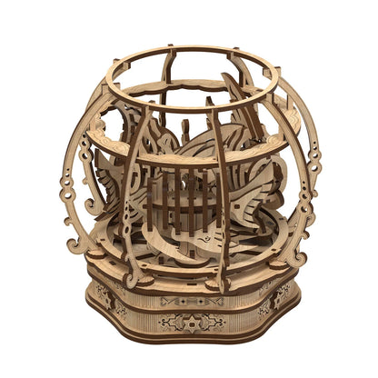 Premium Oak Oasis Shape Puzzle Toy with natural wood pieces in a calming oasis design