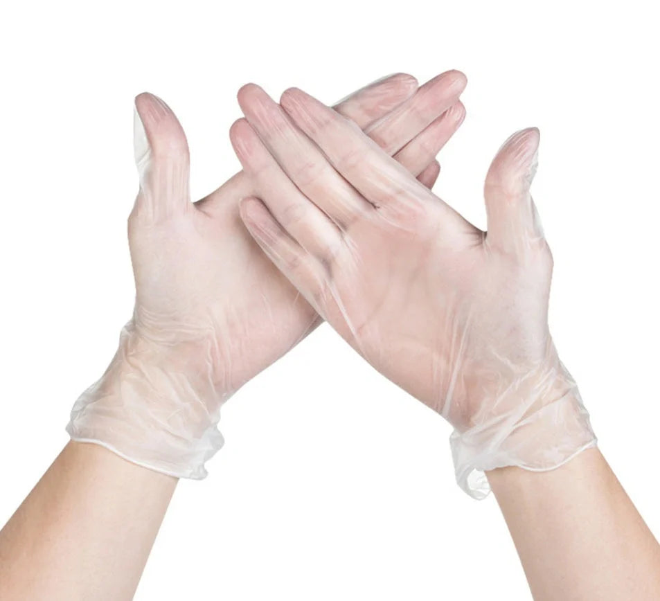 50 pairs of transparent disposable PVC gloves for hygiene and protection