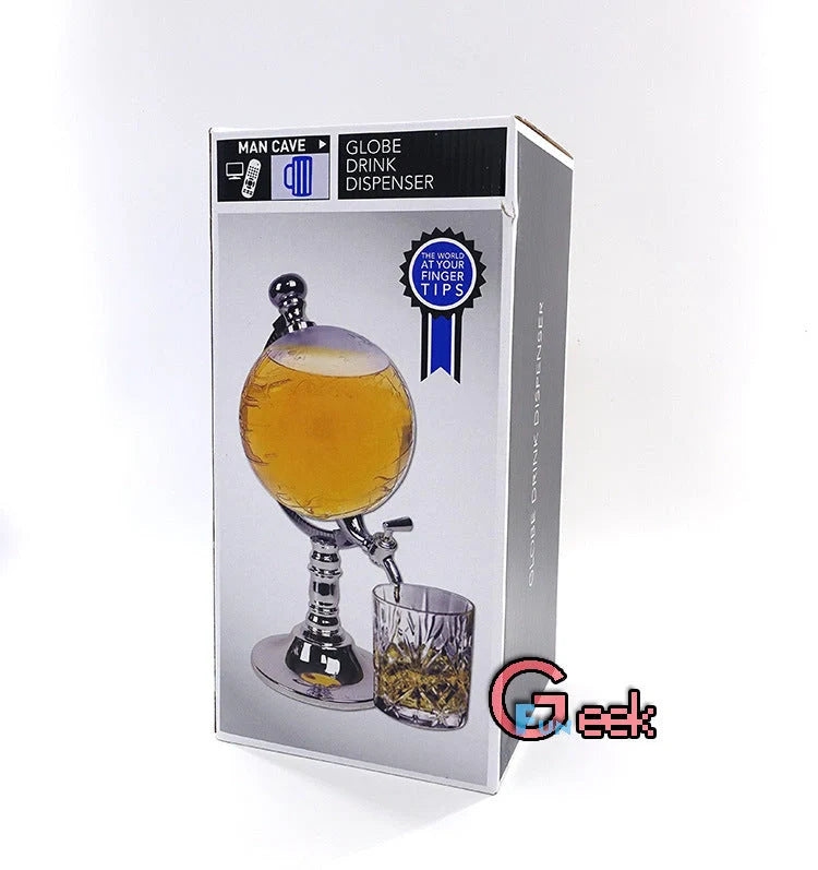 Globe wine decanter with silver stand and transparent globe for elegant drink serving