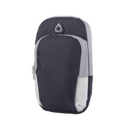Adjustable running mobile phone arm bag in green, black, blue, and rose red