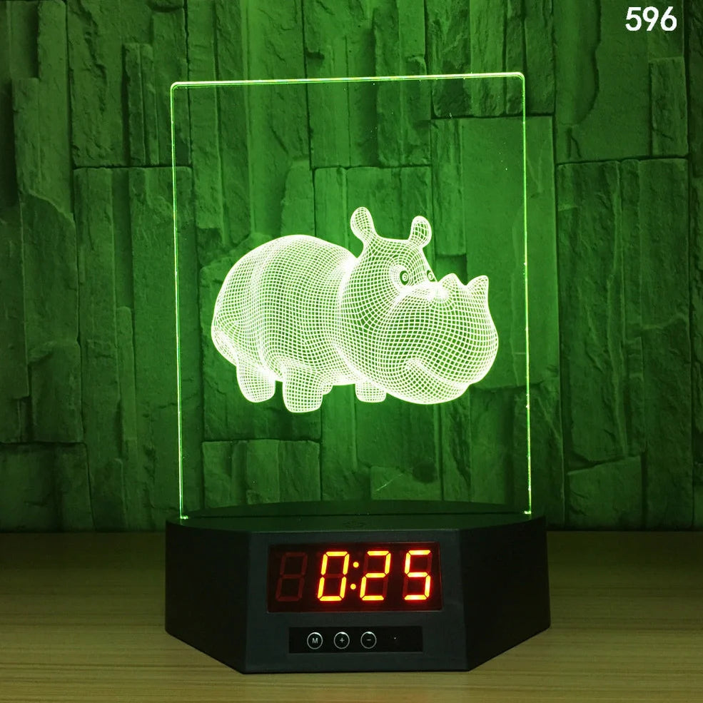 Blue dolphin-shaped table lamp with glowing 3D design and remote control on wooden surface