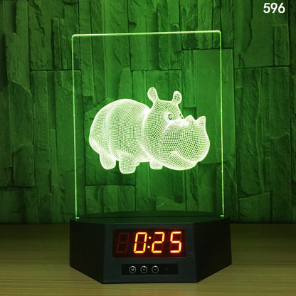 Blue dolphin-shaped table lamp with glowing 3D design and remote control on wooden surface