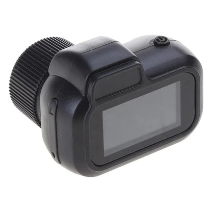 Black retro-style mini camera with display screen for 1080p HD video recording