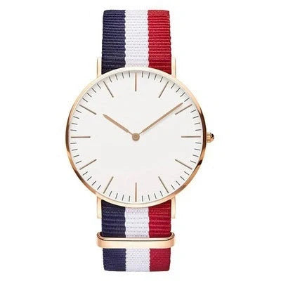 Nylon two-needle watch with quartz movement and stainless steel buckle