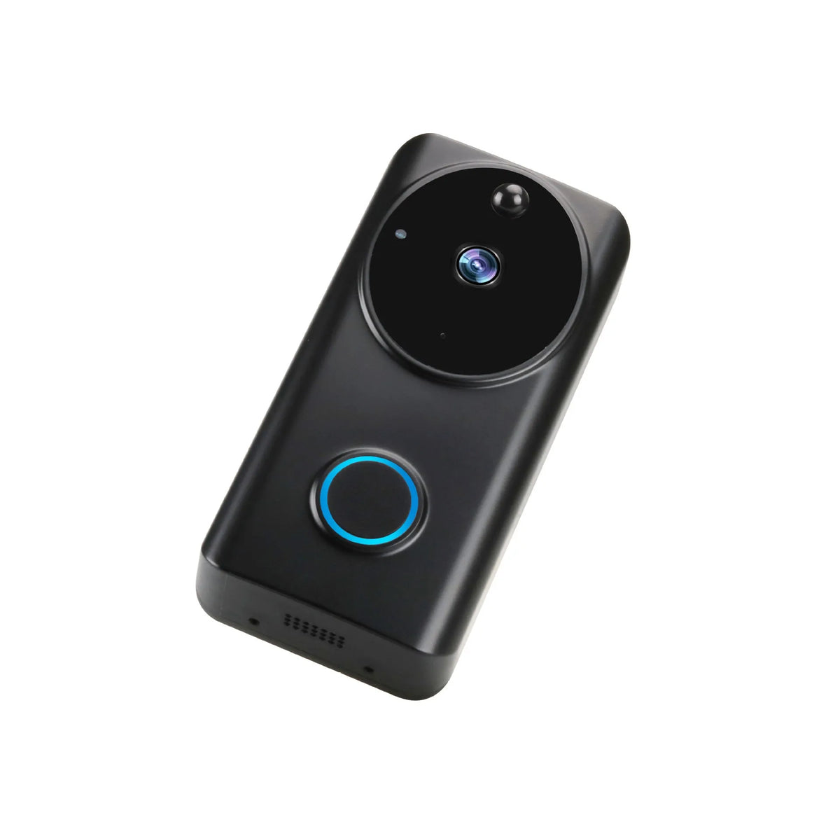 Smart WiFi video doorbell with 2.0MP camera, 166° wide view, PIR motion detection, two-way intercom, black or white