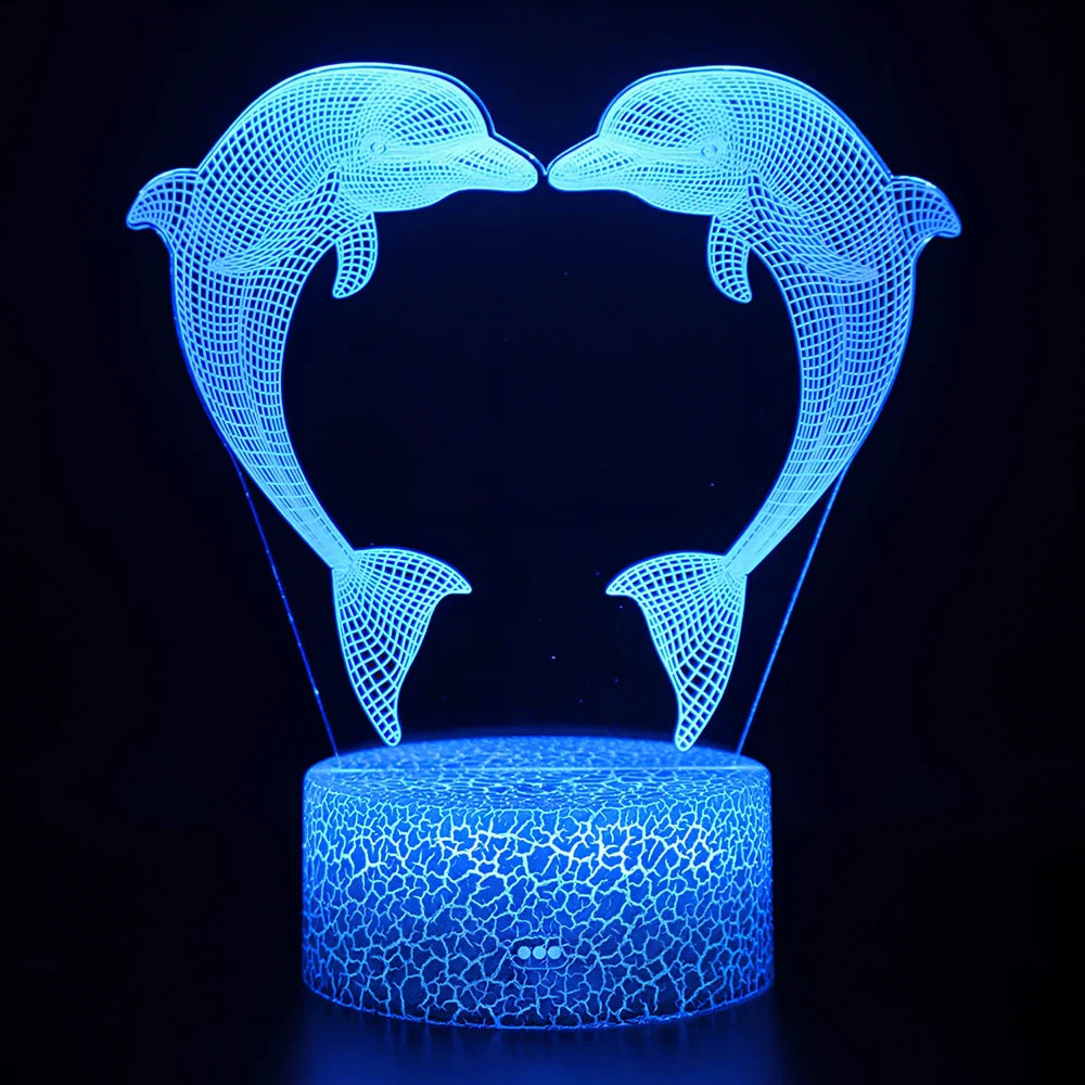 Dolphin series small LED night light in black model, 205 mm long with touch switch and acrylic shade for corridor use