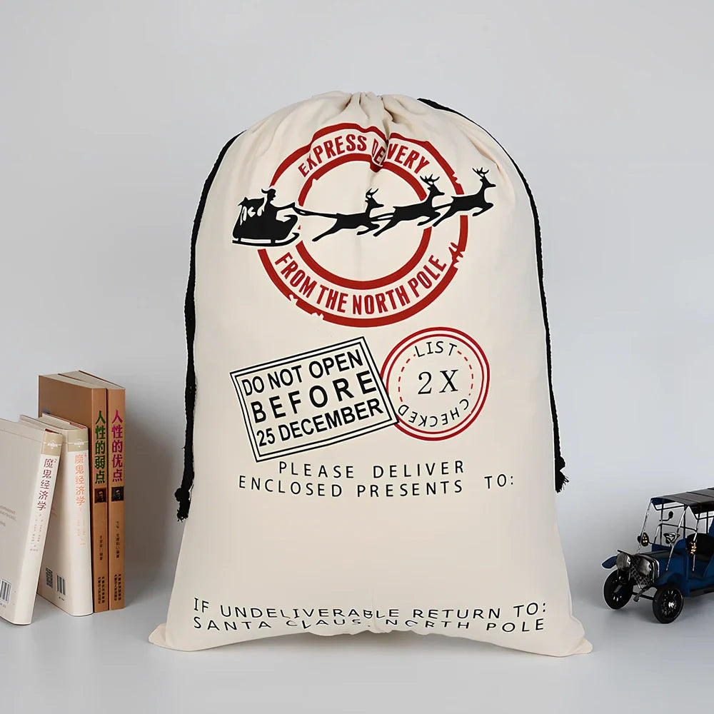 Christmas gift bag measuring 50cm by 70cm with reinforced handles in six colour styles