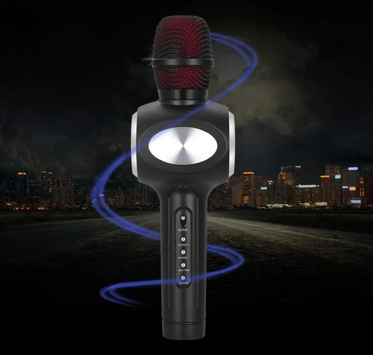 Yaerjia E108 wireless mobile microphone in black, gold, or pink colour with capacitive pickup and 5W speaker output