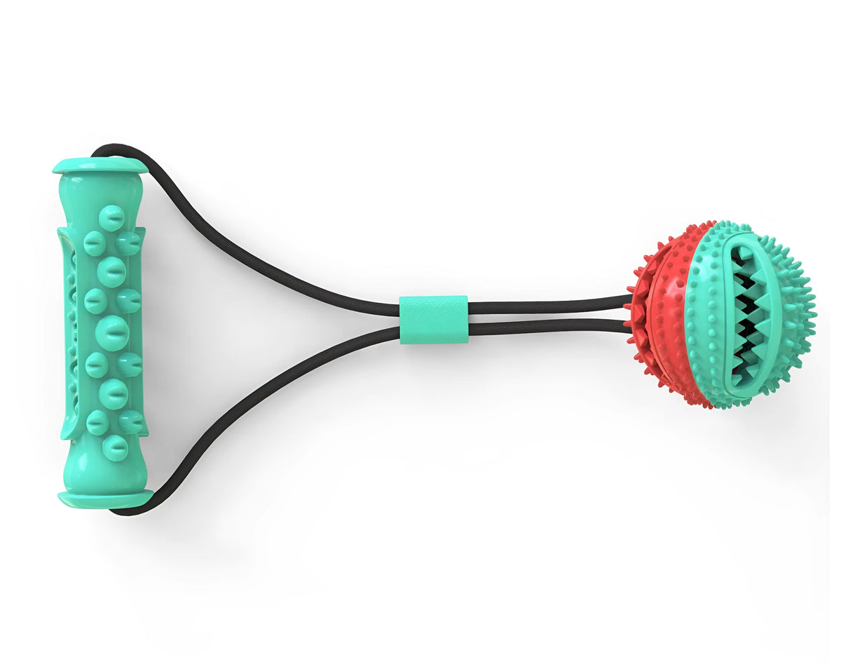 Pet toy set with 8.5cm training ball, 12cm molar stick and pull rope for dog play.