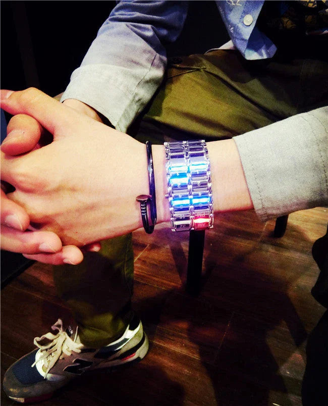 Stylish LED digital watch with sleek, minimalist design and vibrant display for men and women