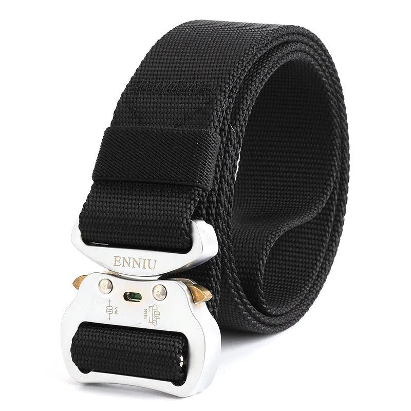 125cm nylon tactical belt with aluminium alloy buckle in black, brown, or green