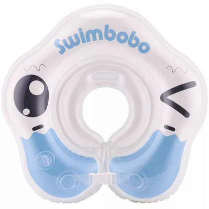 Adjustable baby swimming ring in blue and pink, safe for newborns to 8 months