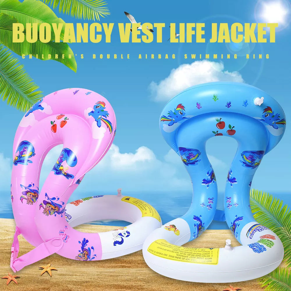 Happy Tour Thickened Double Airbag Swimwear in pink and blue for safe swimming