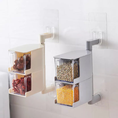 Seasoning box in white, beige, or gray with ABS and stainless steel construction