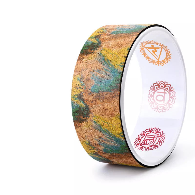 Eco-friendly Cork Yoga Wheel for yoga practice, 32cm diameter, natural cork and rubber construction