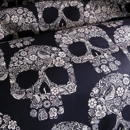 Skull pattern quilt cover set with reactive dye technology on 100% polyester fabric