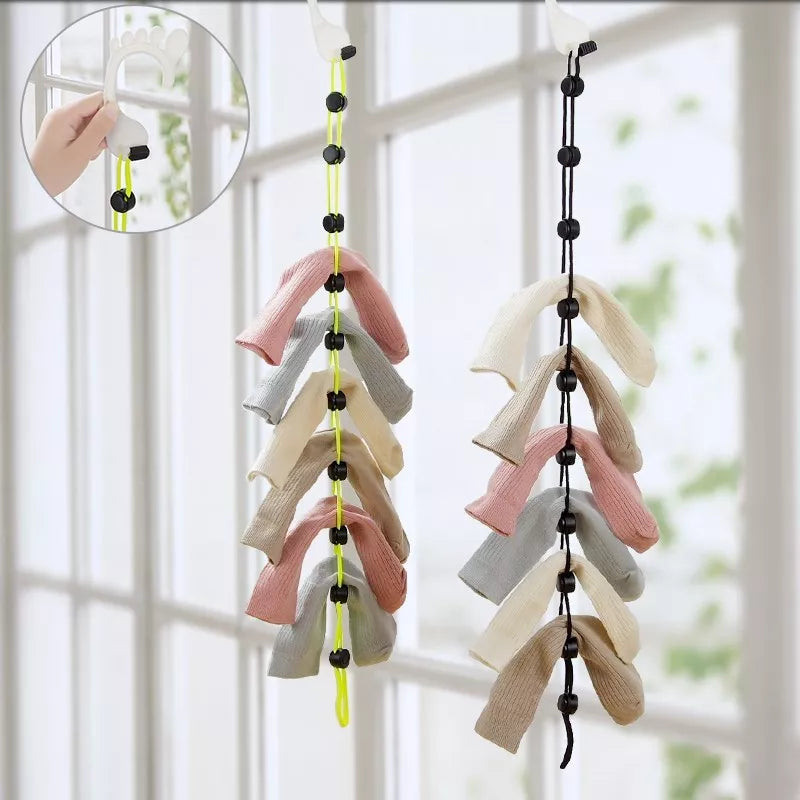 Multi-function sock hanger with washing basket net in optional colors