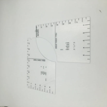 Transparent acrylic sewing patch ruler measuring 10x6 inches for T-shirt alignment