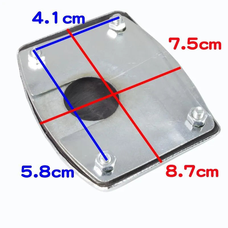 Metal motorcycle brake pedal skid plate showing Foot Pedal, Square Foot Pedal, and Small Brake Plate style options