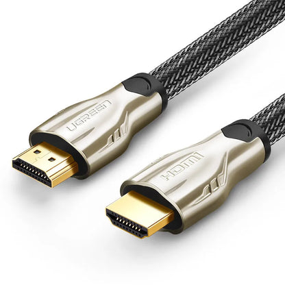 Version 2.0 4K HDMI cable with gold-plated connectors and black PVC coating showing length options
