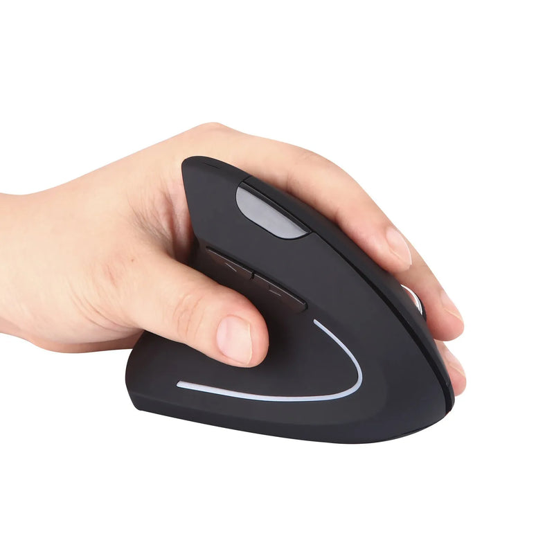 Left Hand Vertical Mouse Wireless Ergonomic Mouse for Left-Handed Users with 800/1200/1600 DPI Adjustable Sensitivity, Thumb Forward/Back Buttons, Auto-Sleep, Black ABS, 108g, for PC Laptop MacBook