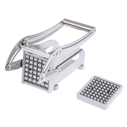 Potato cutter chopper with two stainless steel blades and non-slip rubber foot