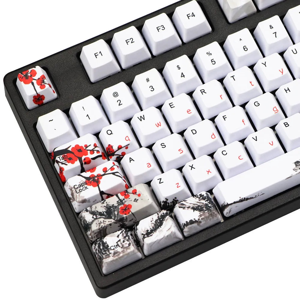 PBT Wangjiang Plum blossom mechanical keyboard keycap set with 109 keys at OEM height