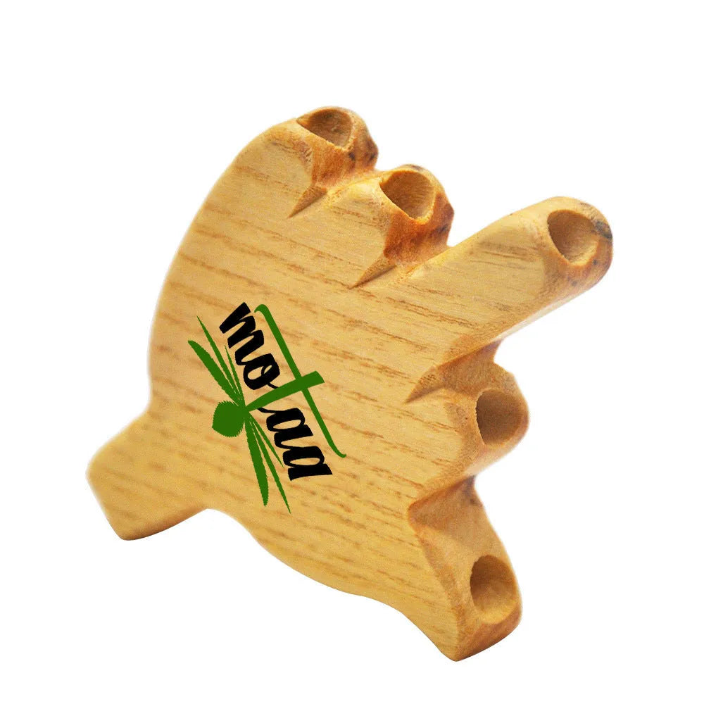Five-finger palm wood pipe with keychain, windproof function, bottle opener, U disk, razor, storage, power bank and light